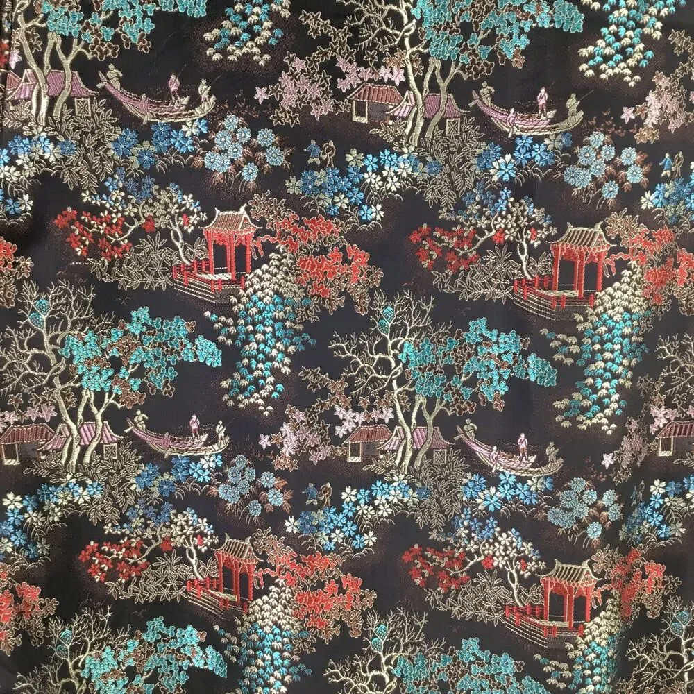 Vintage Solz Squirrel Satin Asian Jacket Womens sz L Black Multi 3/4 Sleeve NEW - Picture 9 of 11